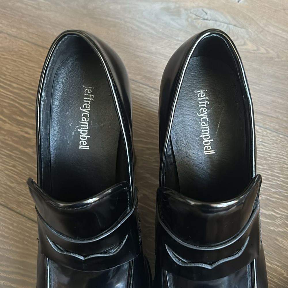 ❌SOLD Black Jeffrey Campbell Patent Loafers Platforms 8 - Picture 9 of 9